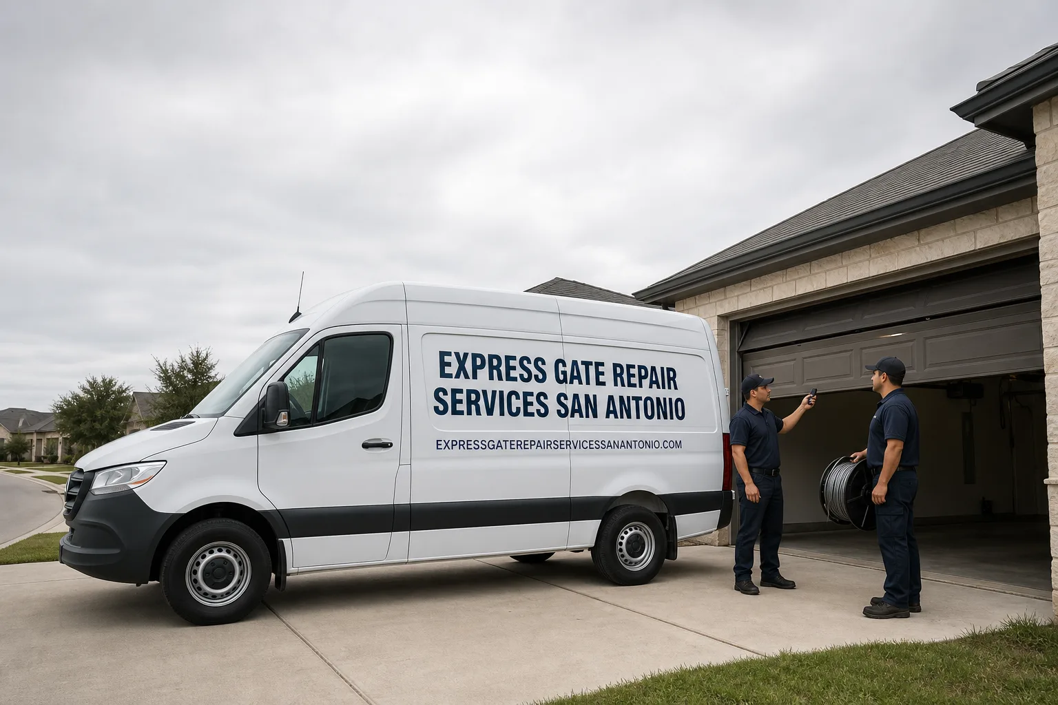 Express Gate Repair Services San Antonio service vehicle and crew in San Antonio, TX